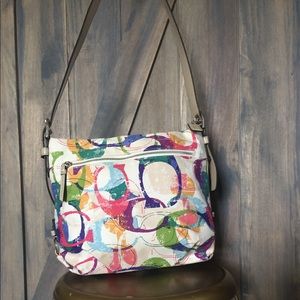 Colorful Coach Canvas Crossbody With Vinyl Accents